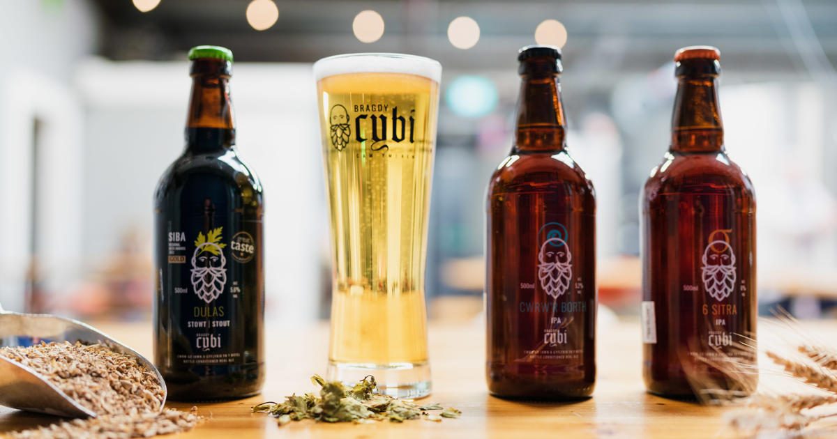 Bragdy Cybi bottles and glass of beer