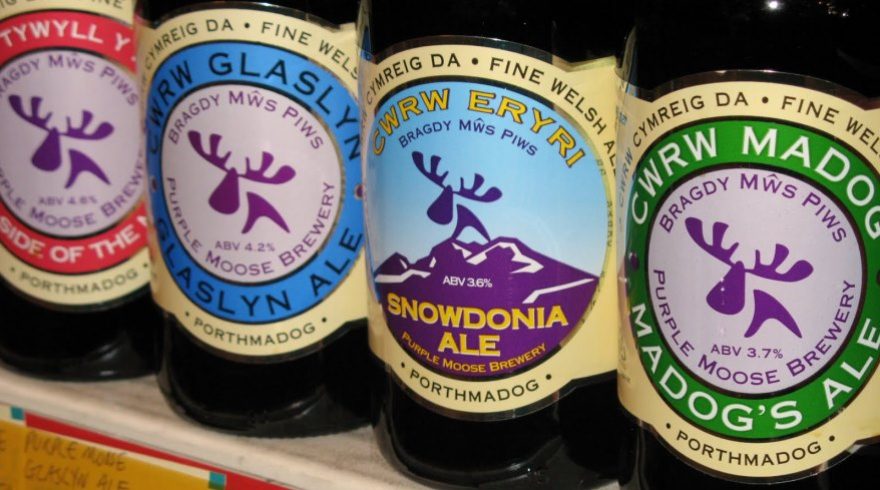 Purple Moose Brewery beer bottles